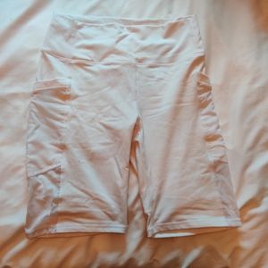 Fabletics White Powerhold Biker Shorts